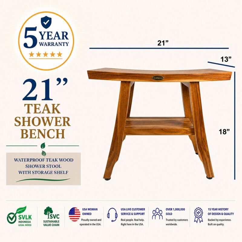 21" Satori Teak Shower Bench With Shelf image number 1