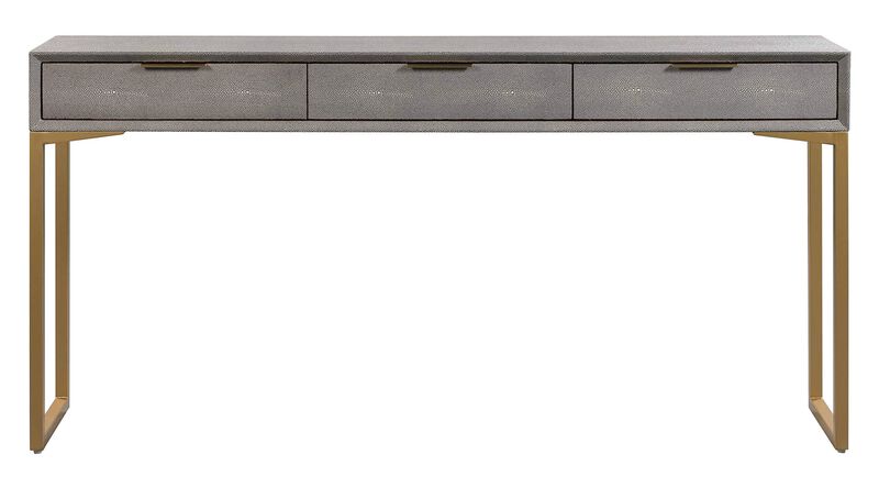 TOV Furniture Pesce Shagreen Modern 3 Drawer Living Room Console Table, 59" Grey image number 3