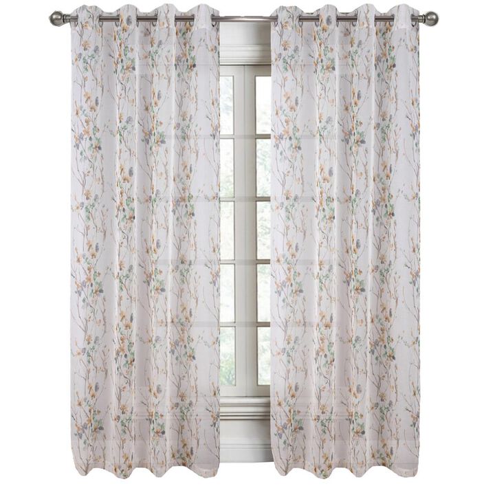 RT Designers Collection Amelia Printed Doily Grommet Light Filtering Curtain Panels for Bedroom 54" x 90" Sage