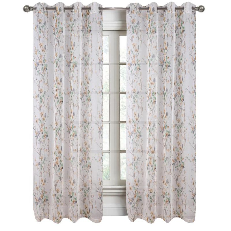 RT Designers Collection Amelia Printed Doily Grommet Light Filtering Curtain Panels for Bedroom 54" x 90" Sage