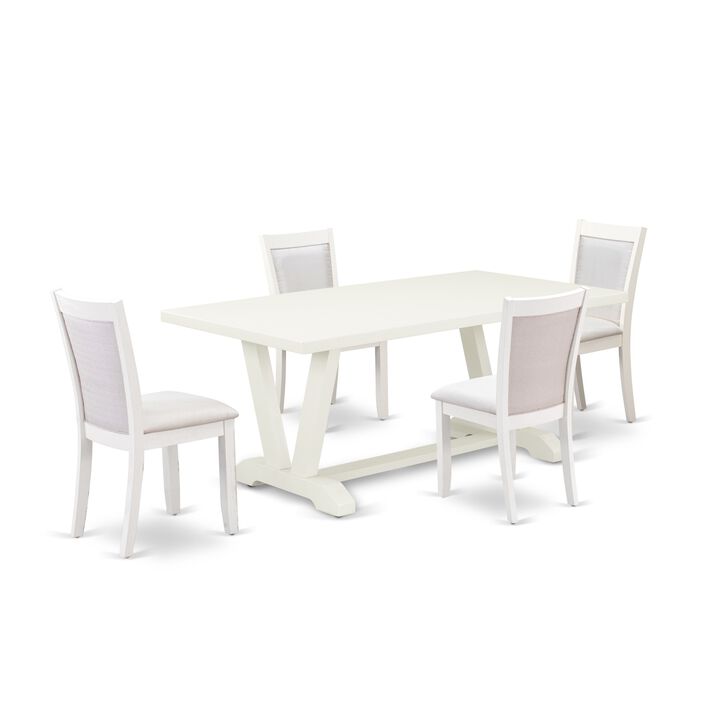 East West Furniture V027MZ001-5 5Pc Dinette Set - Rectangular Table and 4 Parson Chairs - Multi-Color Color