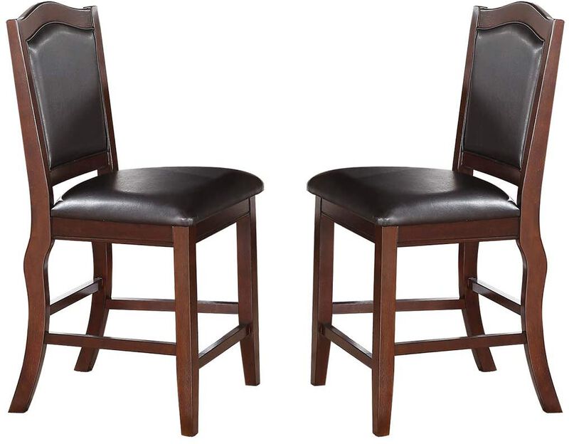 Streamdale Set of 2 Counter Height Chairs in Dark Brown Wood Finish