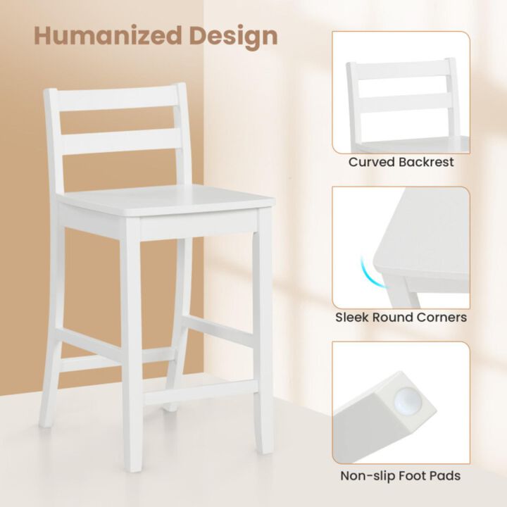 Hivvago Wooden Bar Stools Set of 2 with Ergonomic Backrest and Footrest