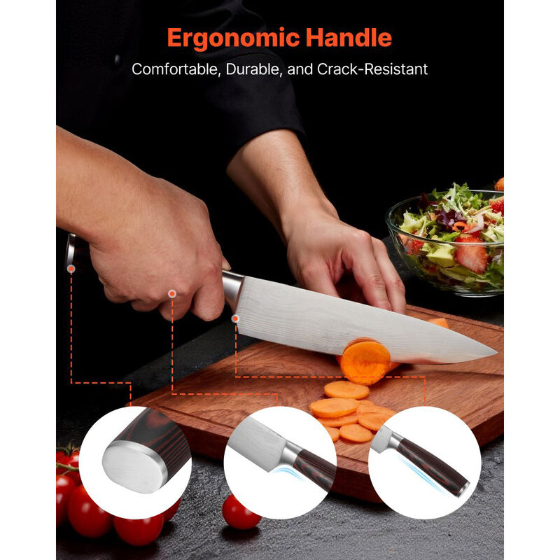 15 Piece Kitchen Knife Set with Block and Sharpener, Stainless Steel Cutlery Set image number 3