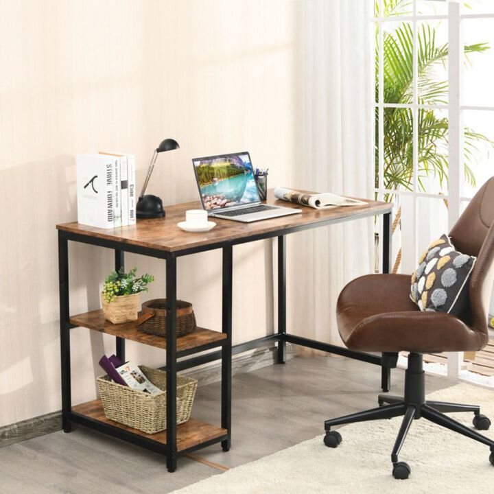 47"/55" Computer Desk Office Study Table Workstation Home with Adjustable Shelf Rustic Brown-M