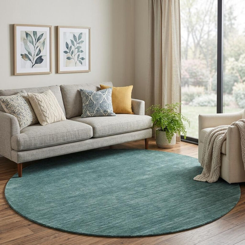 HomeRoots Hand Woven Round Rug image number 1