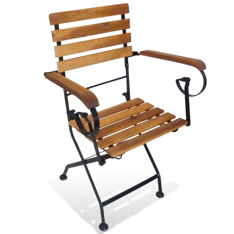vidaXL Folding Patio Chairs 2 pcs Steel and Solid Wood Acacia image number 1