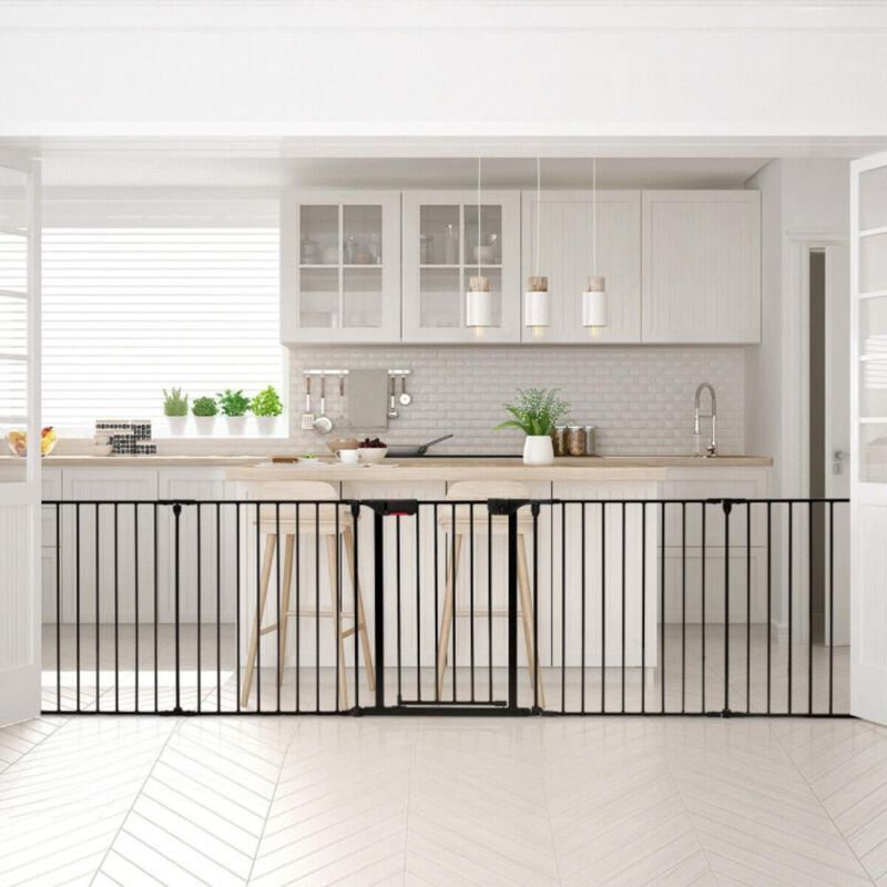 Hivvago 115 Inch Length 5 Panel Adjustable Wide Fireplace Fence