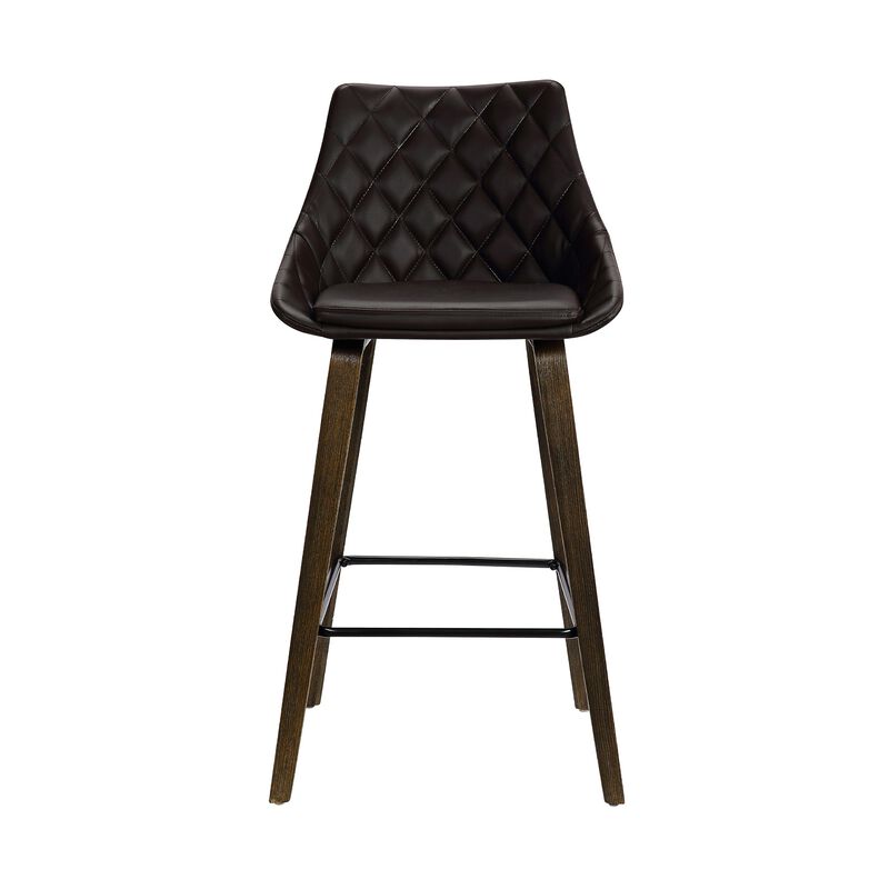 26" Brown Faux Leather Barstool in Walnut Glazed Finish image number 4