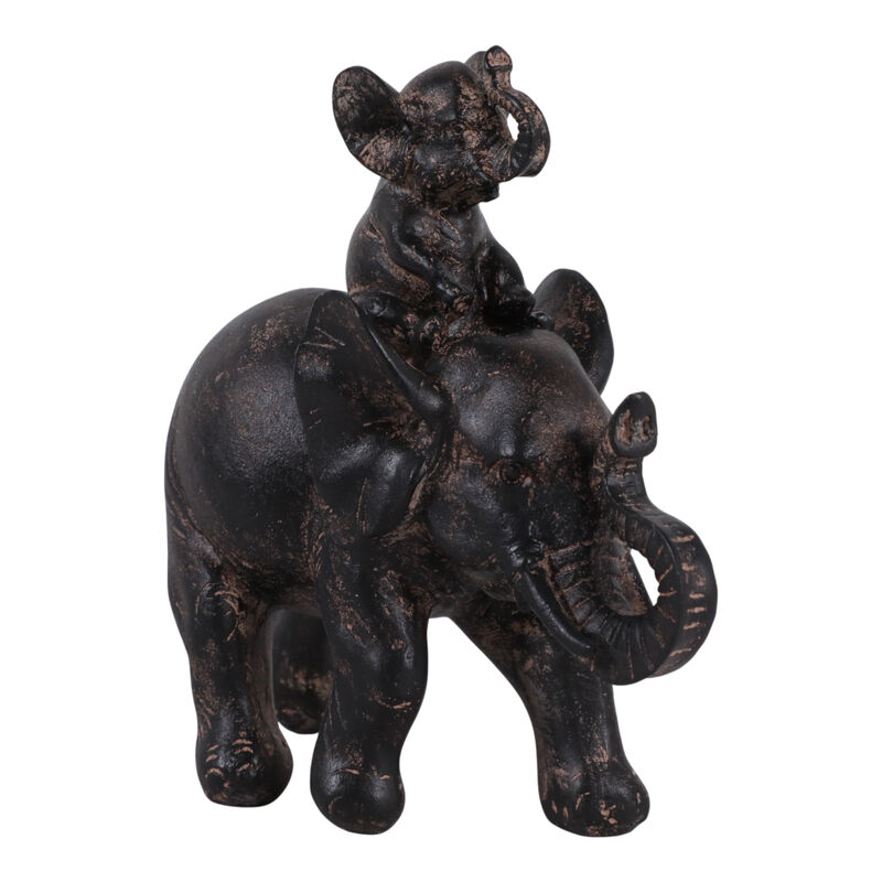 8x7" Baby And Parent Elephant,brown image number 0
