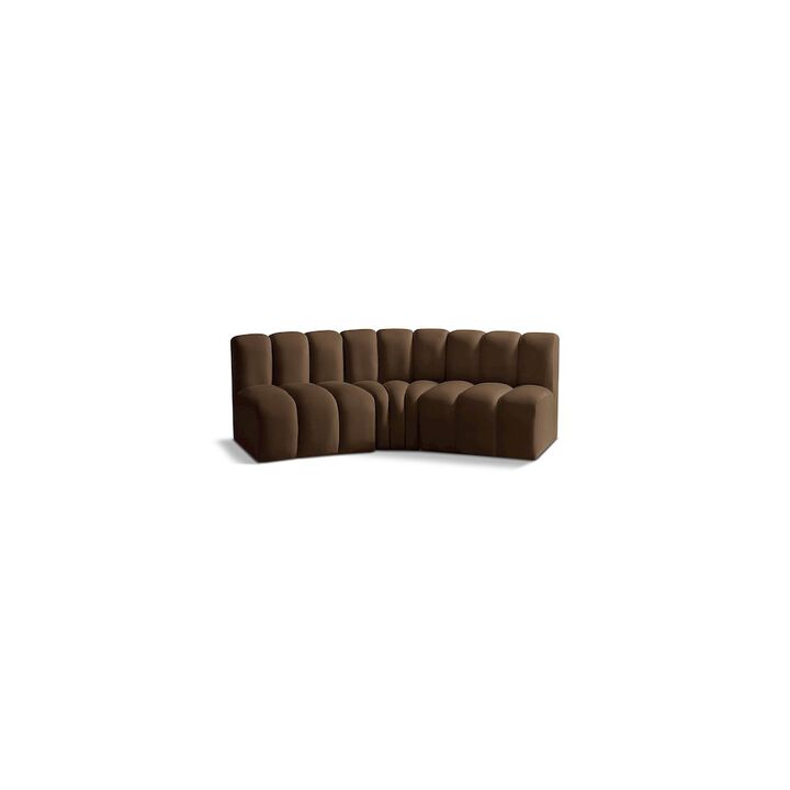 Meridian Furniture Arc Brown Velvet Modular Sofa