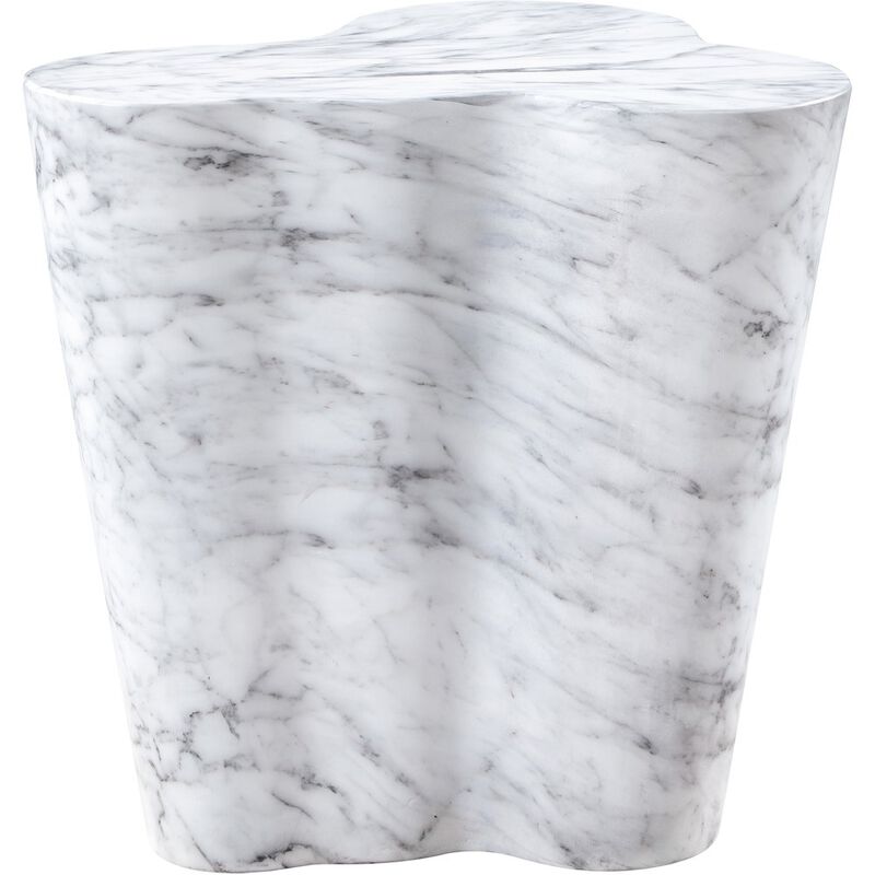 Meridian Furniture Monza White Marble Finish Concrete End Table