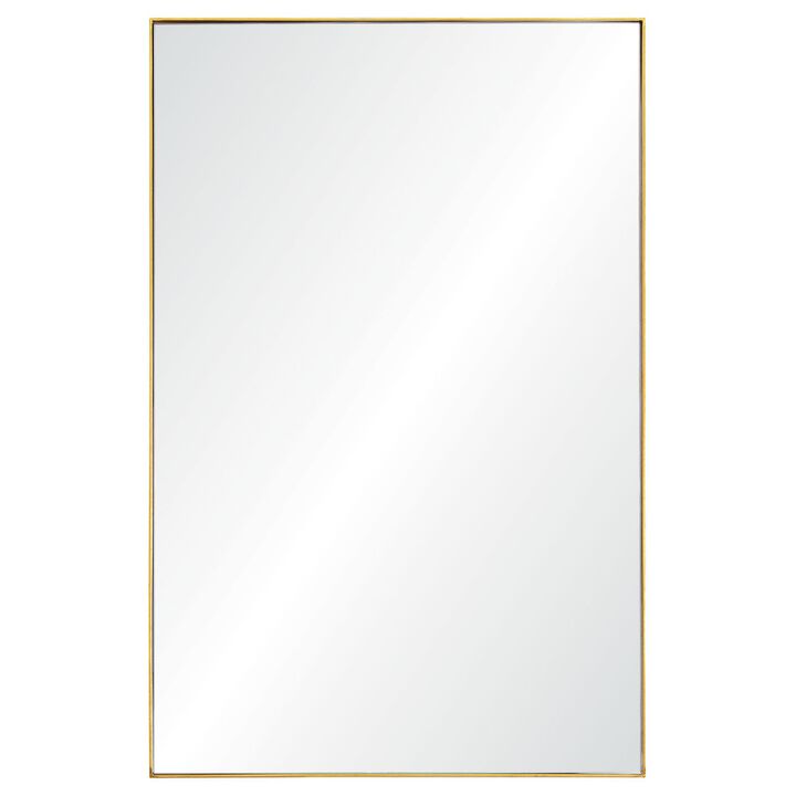 32" Gold Leaf Finish Streamlined Rectangular Framed Wall Mirror