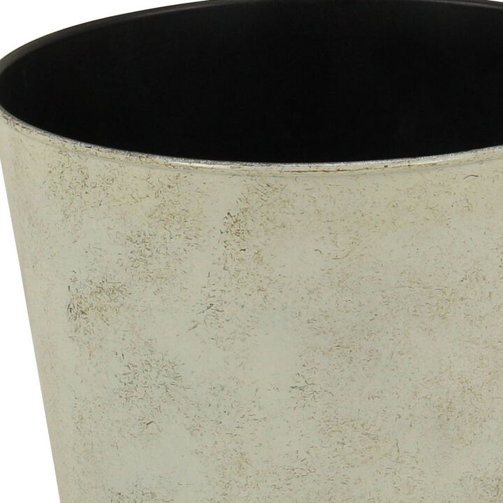 HomeRoots 9" Gray Recycled Plastic Indoor Outdoor Round Pot Planter