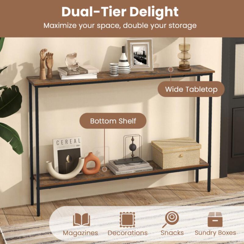 Hivvago 44 Inch Console Table with Shelf with Dual Anti-Tipping Kits