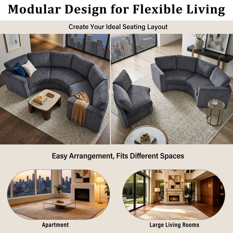 Blesbe Curved Modular Sectional Sofa image number 6