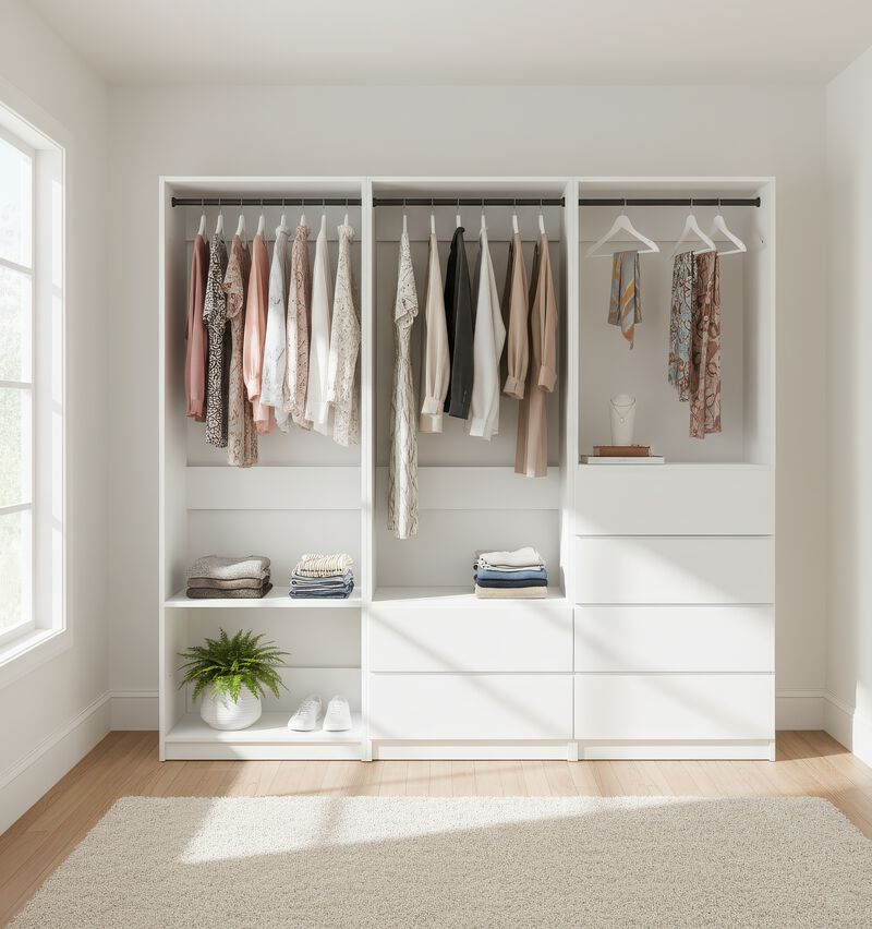 Prosper White Freestanding Walk in Wood Closet System