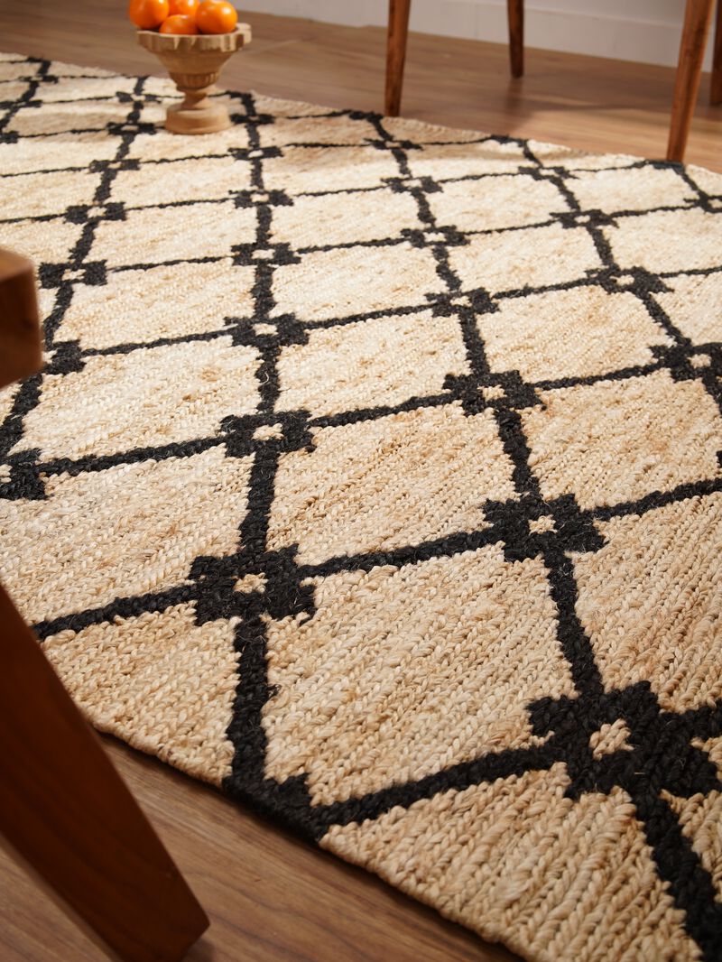 HAND KNOTTED SUMAK JUTE ECO-FRIENDLY AREA RUGS  - Geometric Modern Pattern, High Pile, Natural Fiber, Outdoor Indoor Handmade Area Rugs for Living Room, Bed Room (J00079) image number 3