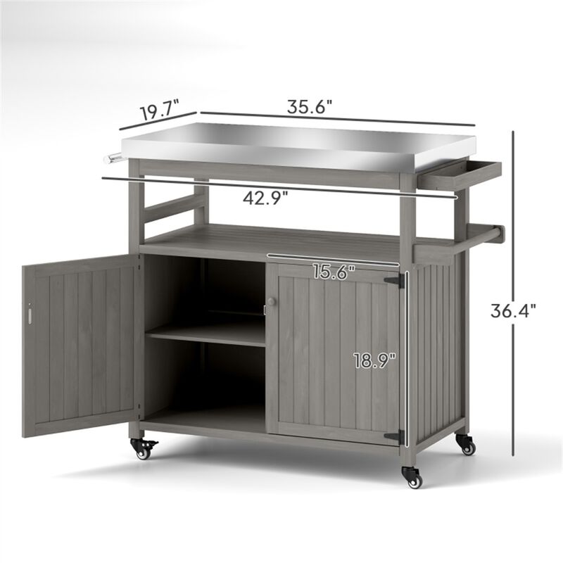 Outdoor Grill Cart &ndash; Rolling BBQ Table with Storage Shelf for Patio or Backyard image number 2