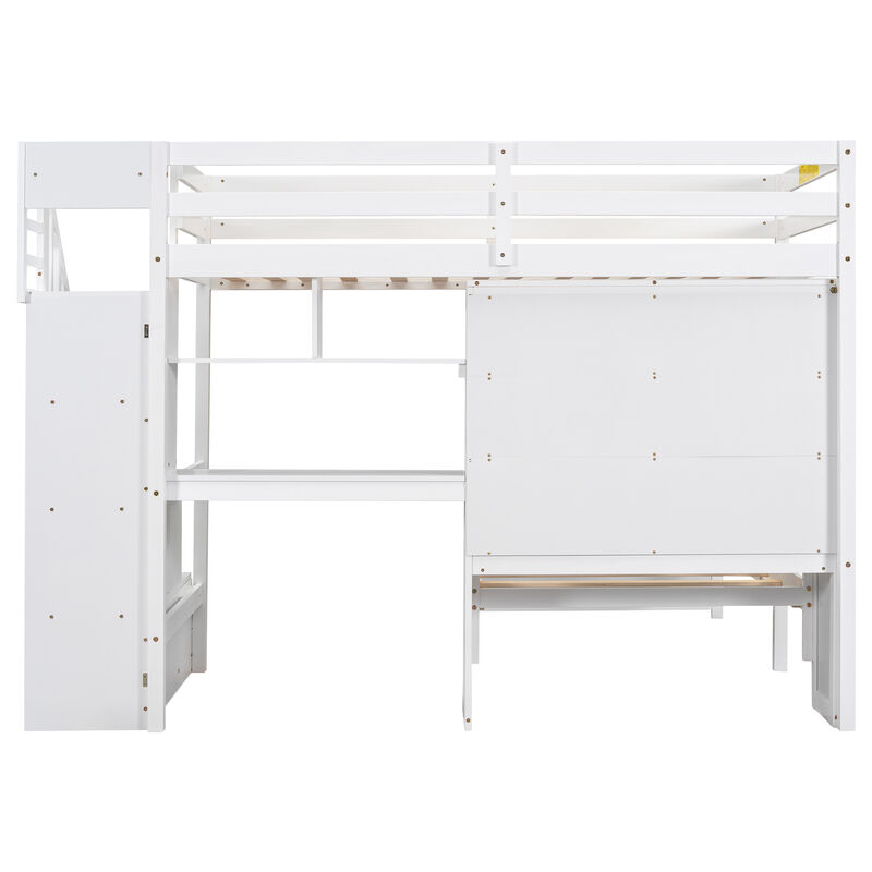 Merax Loft Bed with Built-in Desk and Staircase