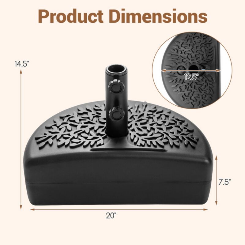 55 LBS Half Round Patio Umbrella Base  for Deck Lawn Poolside image number 3