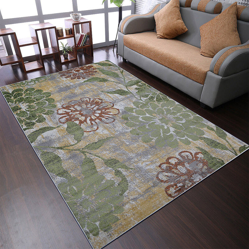 RUGSOTIC CARPETS MACHINE MADE HEATSET POLYPROPYLENE AREA RUGS  - Rectangle Shape, Floral Modern Design, Midium Pile Machine Made Area Rugs (M00024) image number 1