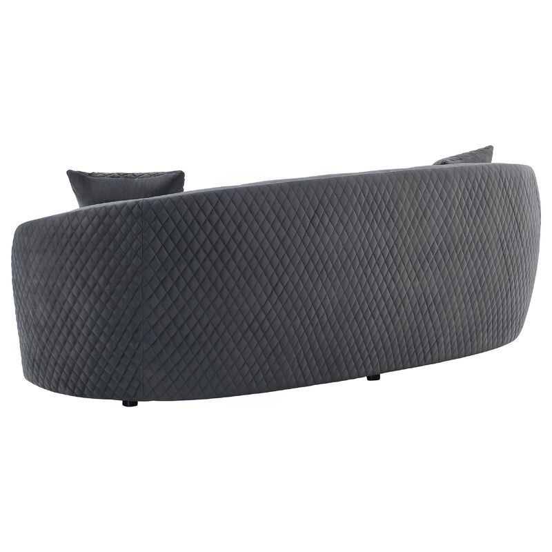 Buo 2pc Living Room Set, Sofa and Loveseat, Gold Trim, Dark Gray Velvet