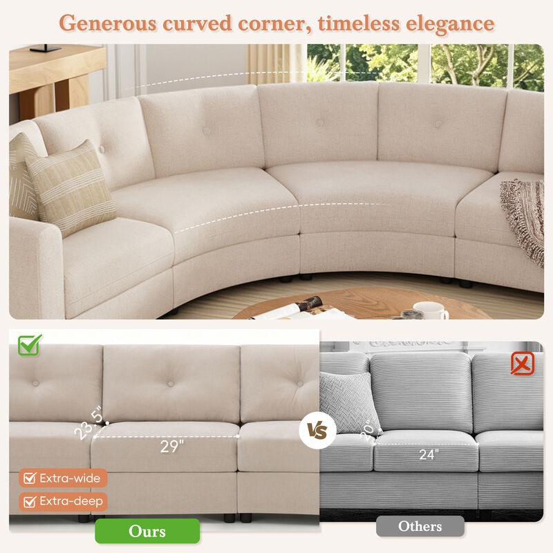 Merax Curved Modular Sectional Sofa with Customizable Layout, High-Resilience Foam & Pocket Spring Seats image number 7