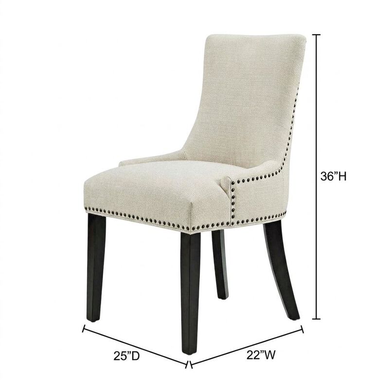 Fabric Upholstered Dining Chairs with Arms, Beige, Set of 4 image number 3