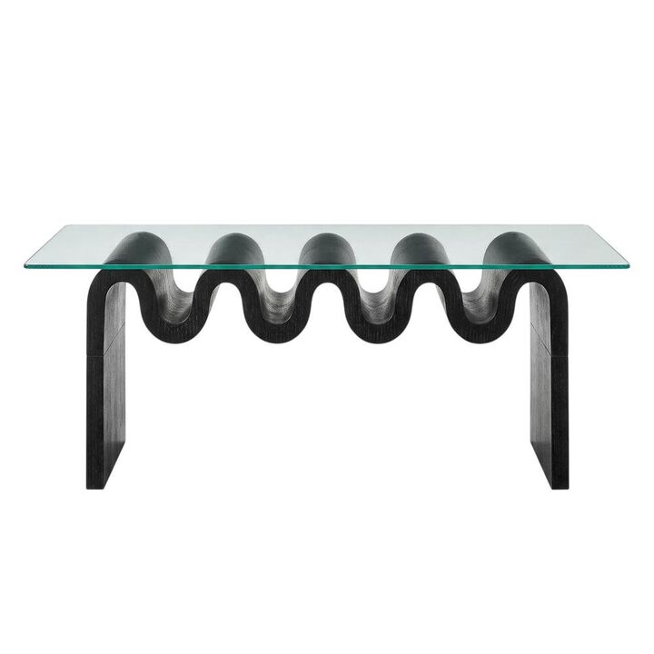 Rectangular Glass Top Coffee Table with Modern Design for Living Room