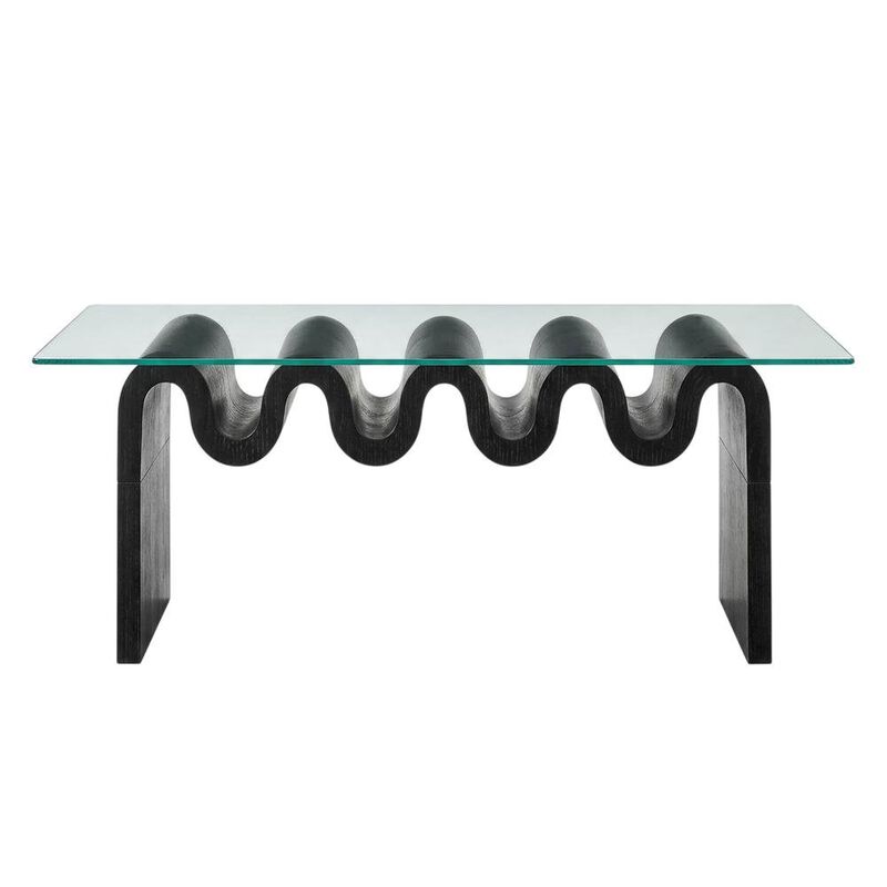 Rectangular Glass Top Coffee Table with Modern Design for Living Room image number 1