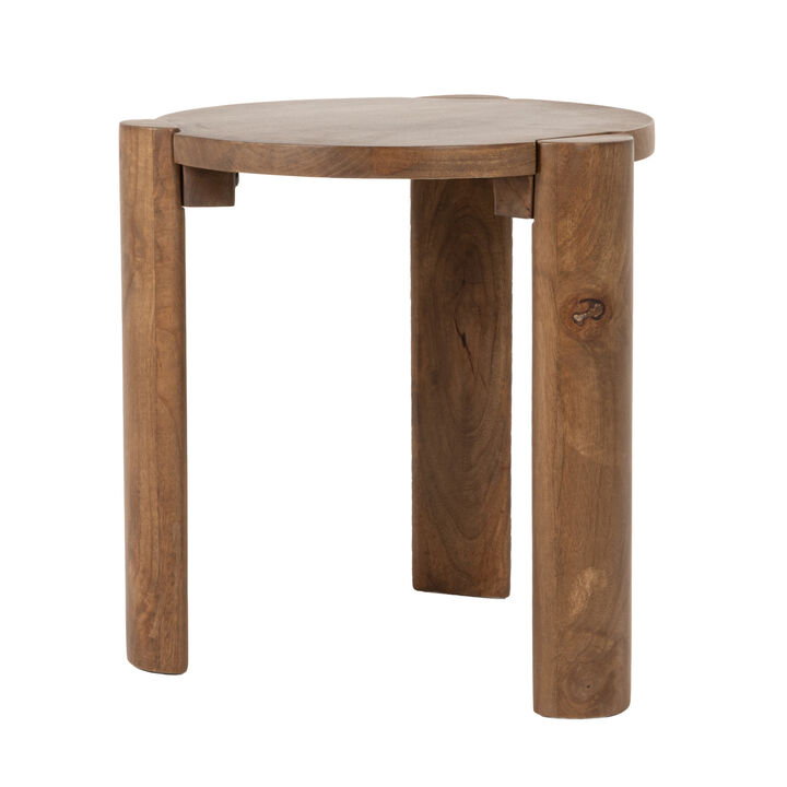 Round Mango Wood Side Table