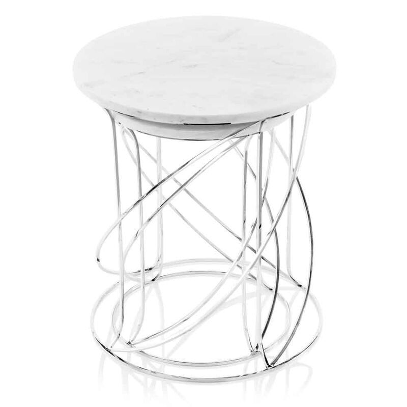 Classic Round End Table with Genuine Marble Top