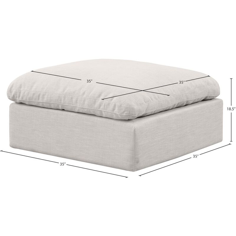 Meridian Furniture Indulge Linen Textured Fabric Ottoman