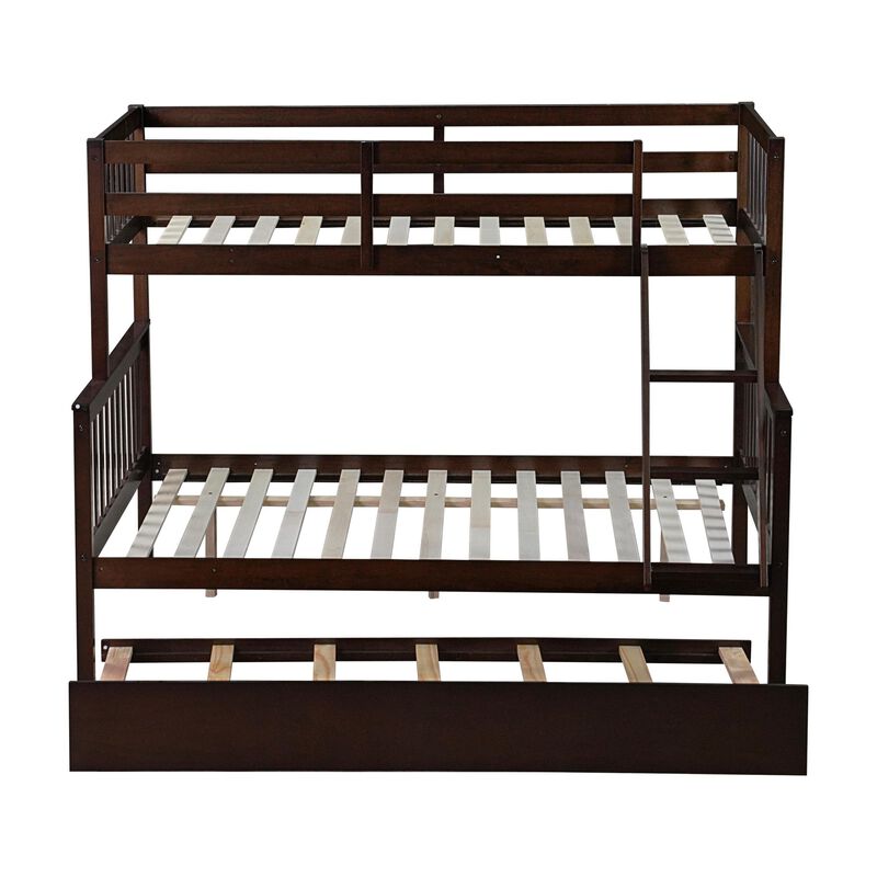 Whisen Twin Over Full Rubber Wood Bunk Bed with Trundle