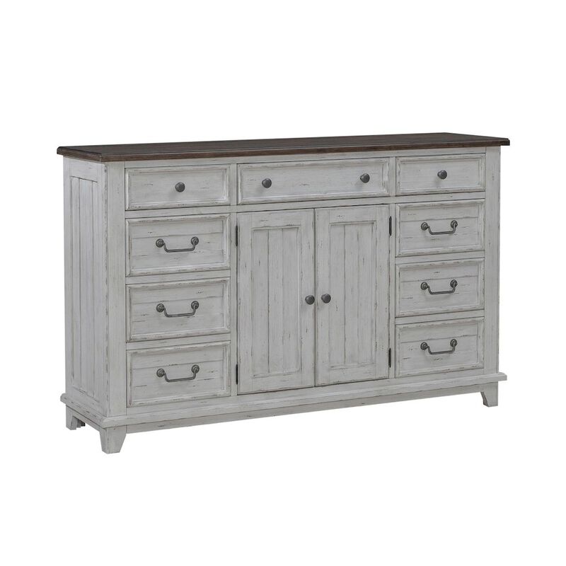 Liberty Furniture River Place 2 Door 9 Drawer Bedroom Dresser Cottage - Riverstone White & Tobacco image number 0