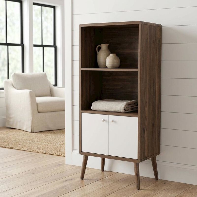 Wood Display Cabinet Bookshelf with Shelving Storage for Living Room image number 3