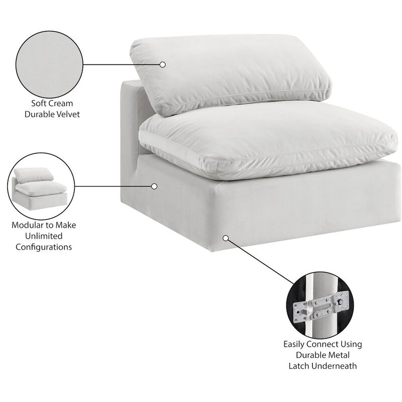 Meridian Furniture Comfy Cream Velvet Modular Armless Chair