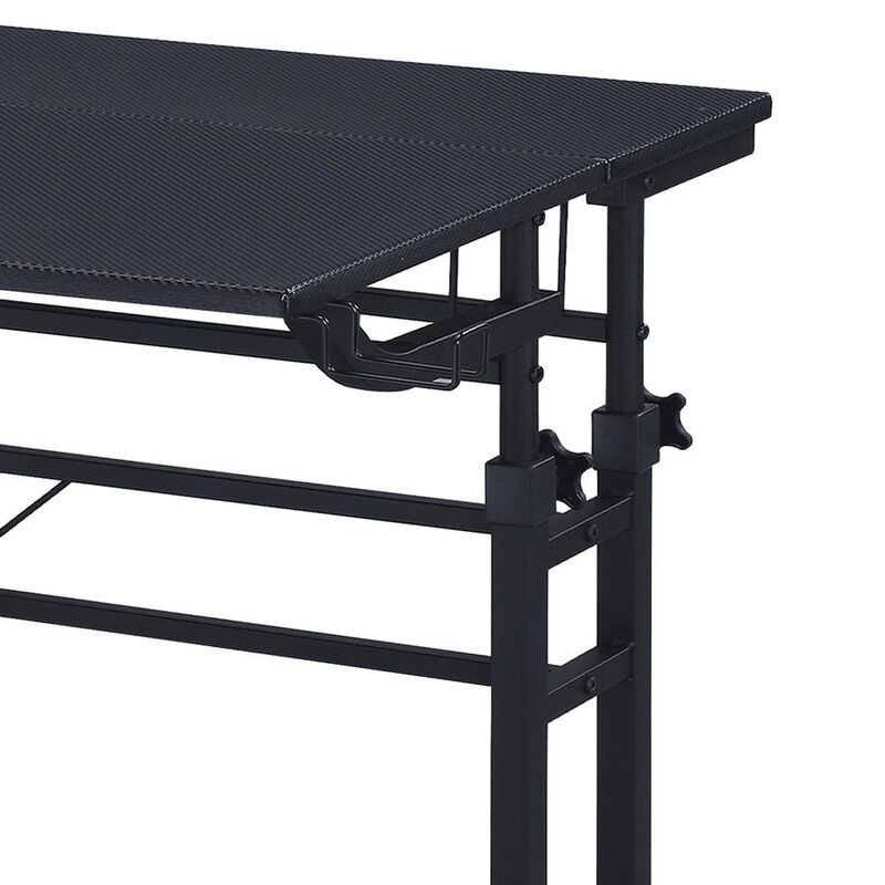 Rolling Writing Desk with Height Adjustable Desktop and Moveable Shelf, Black