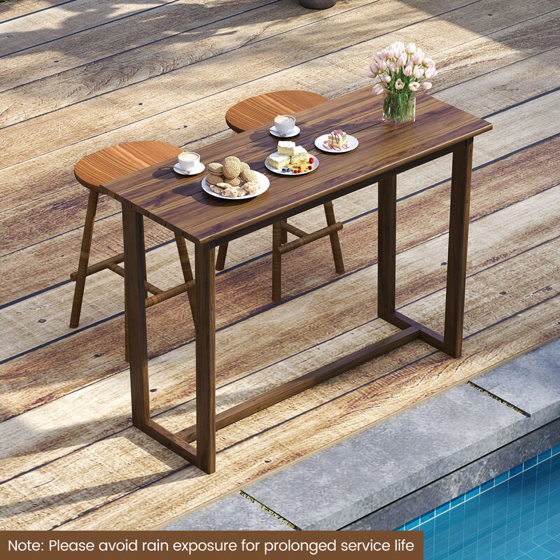 Outdoor Bar Table with Slatted Surface for Garden or Deck-Natural image number 3