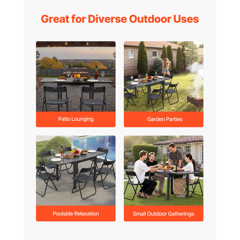 VEVOR Expandable Outdoor Patio Dining Table Rectangular Garden Furniture for 4-6 image number 5