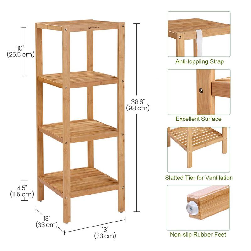 Elegant 4-Tier Wicker Bathroom Shelf for Organized Storage and Display