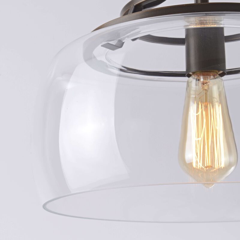 Liora 13.2" Mouth-blown Round Clear Glass Semi Flush Mount image number 7
