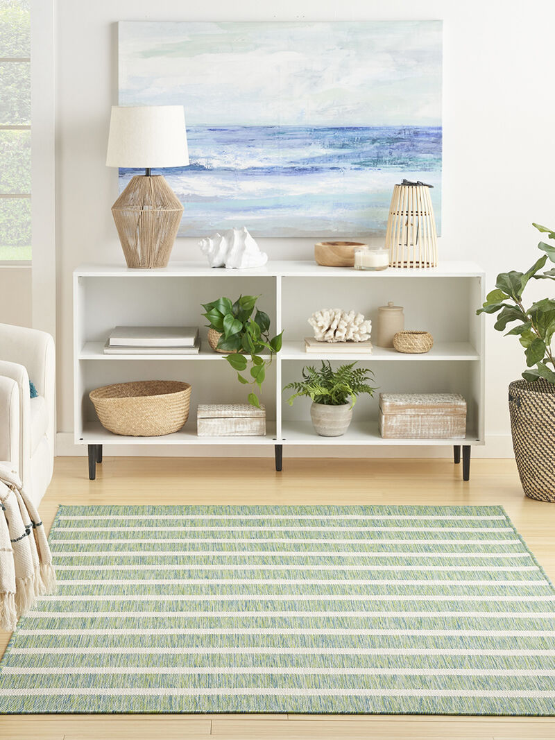 Positano POS03 Blue/Green/Ivory 5' x 7' Rug image number 2