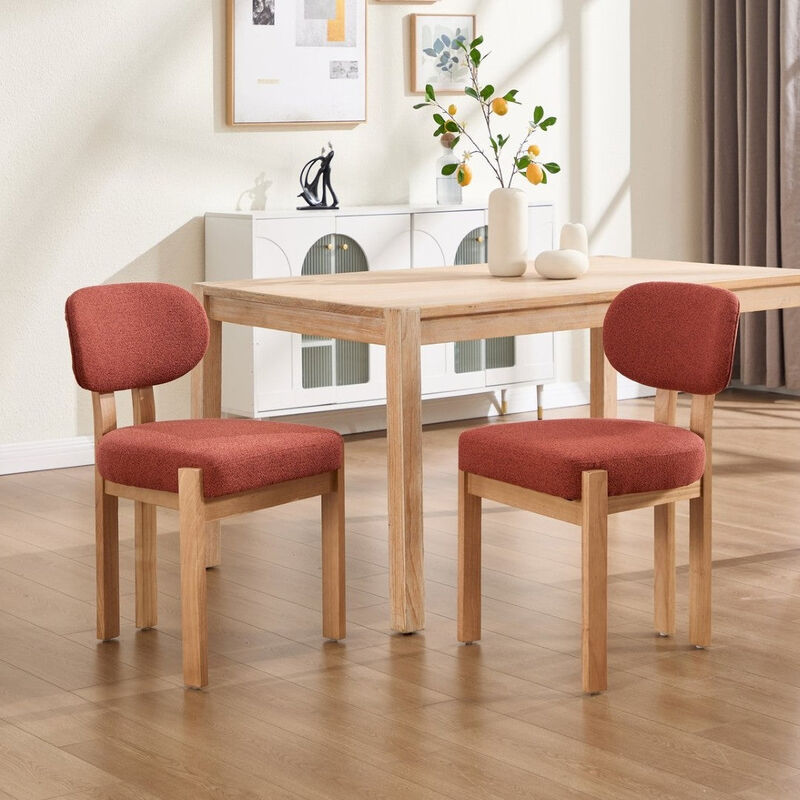 Envelor Farmhouse Chenille Upholstered Cane Leg Dining Chair, Set of 2 image number 2
