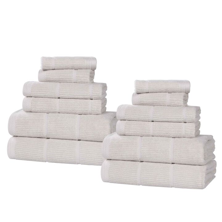 Solid Ribbed Viscose Cotton Blend Towel Set for Everyday Use