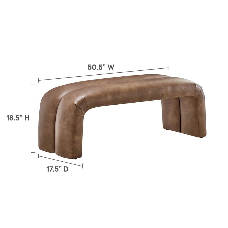 Modway EEI-6770-BRN Dax 50.5" Vegan Leather Upholstered Accent Bench, Brown image number 2