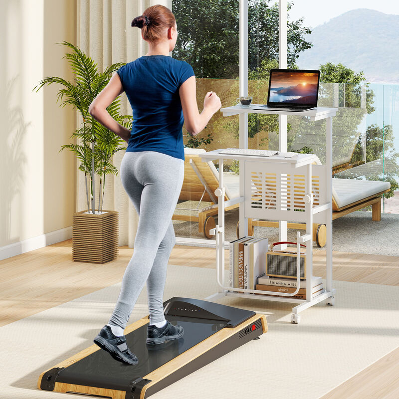 Height Adjustable Mobile Desk with Sit & Stand Modes for Computer Use