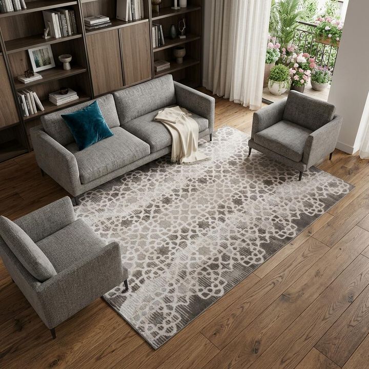 HomeRoots Abstract Distressed Area Rug