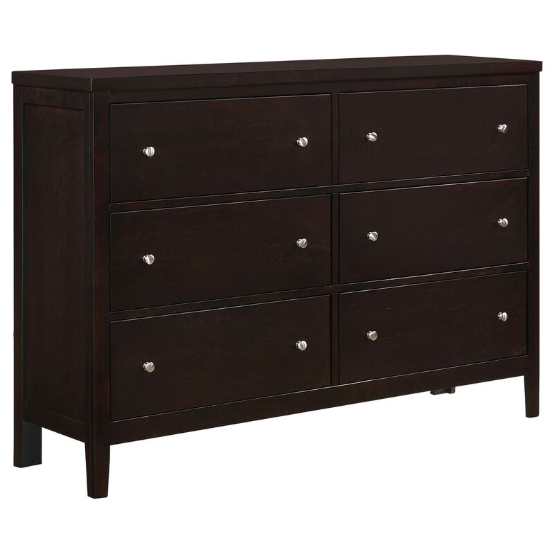 Vida 4pc Twin Size Bedroom Set, Brown Faux Leather Upholstery, Dresser image number 4